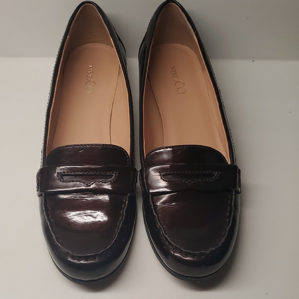 NINE & CO Women Loafers Brown Patent Leather.  Size 11. Never worn.